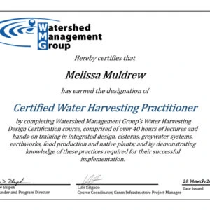 Certified Water Harvesting Design Practitioners