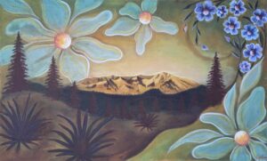 Hand-made earth pigmented paints on canvas of La Plata Mountains, Colorado