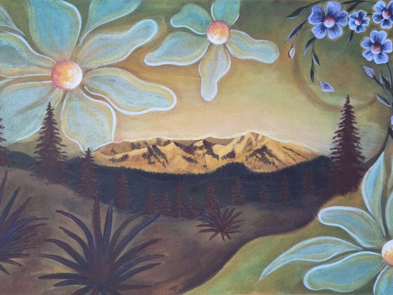 Hand-made earth pigmented paints on canvas of La Plata Mountains, Colorado